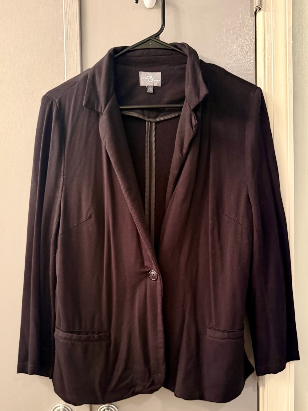 Market & Spruce Women's Black Single-Button Blazer Jacket